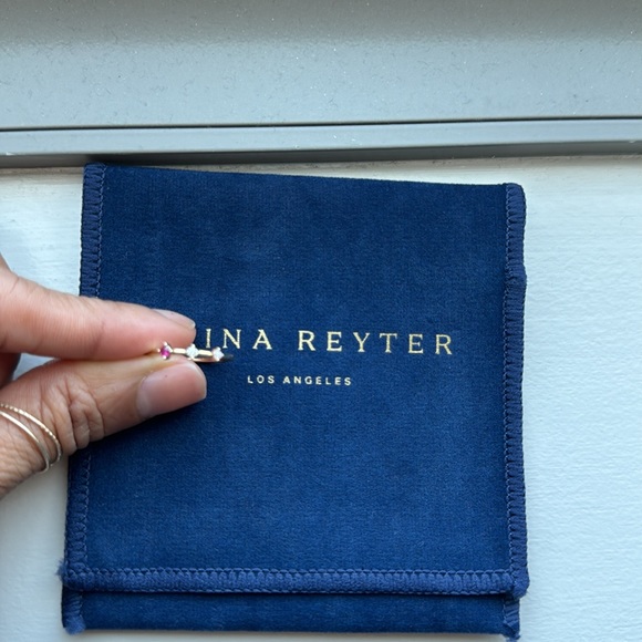 New Adina Reyter 3 Ruby diamond opal stacking ring size 5 solid 14k yellow gold - Picture 4 of 7